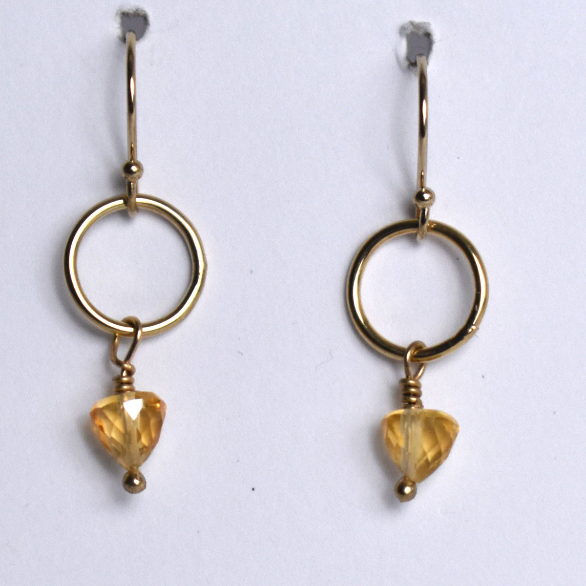 Small Circle with Citrine Drop Earrings