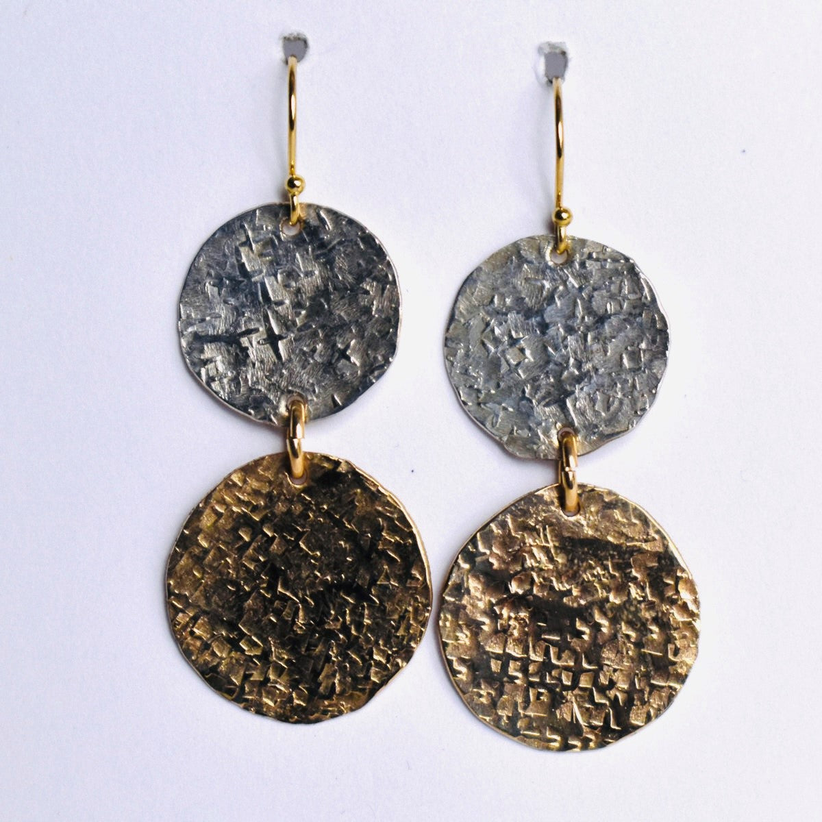 Gold-filled and fine silver disc earrings