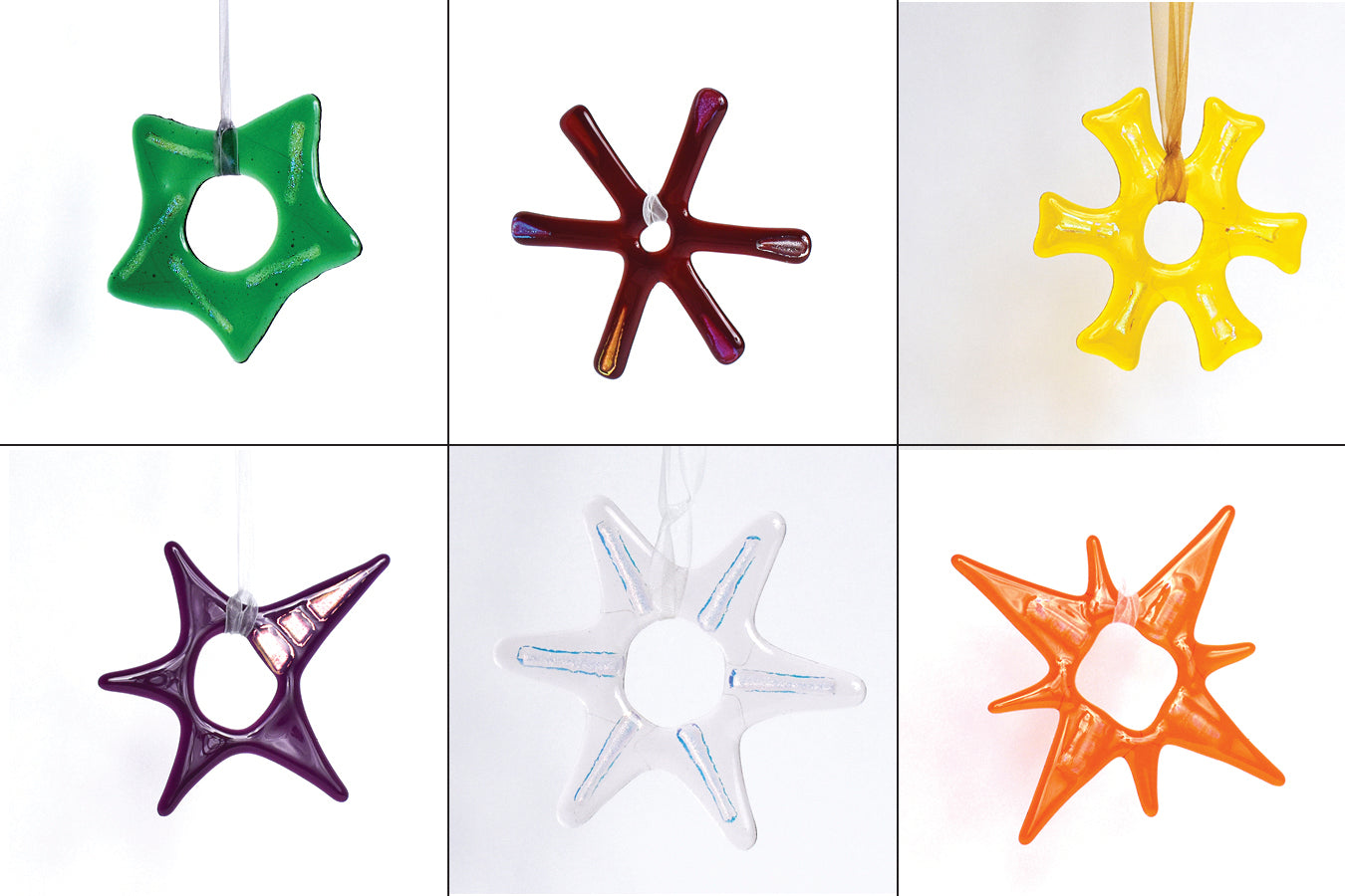 Fused Glass Stars - Indigo Workshop, Various Colors & Shapes