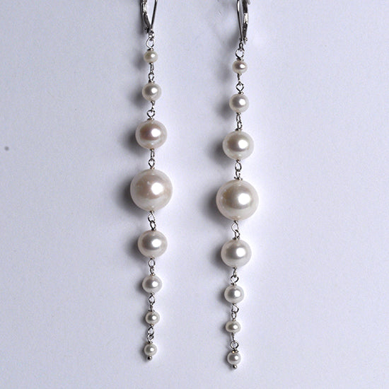 Just for Pearls- Wave Dangle Earrings