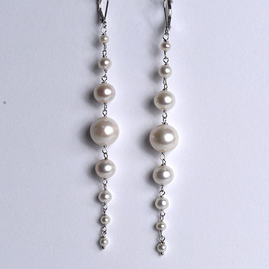 Just for Pearls- Wave Dangle Earrings